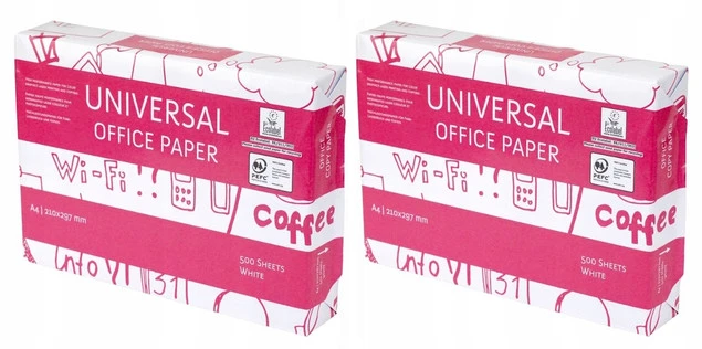 Papier Ksero Biurowy Biały Do Drukarki Uniwersalny 75g A4 Ryza 500 Ark. x2