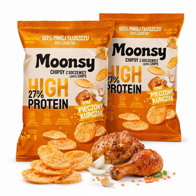 Chipsy z soczewicy Moonsy pieczony kurczak High Protein 27% 60g x2