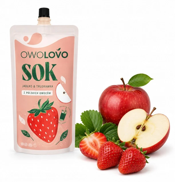 Owolovo sok jabłko truskawka z polskich owoców tubka 300ml_1