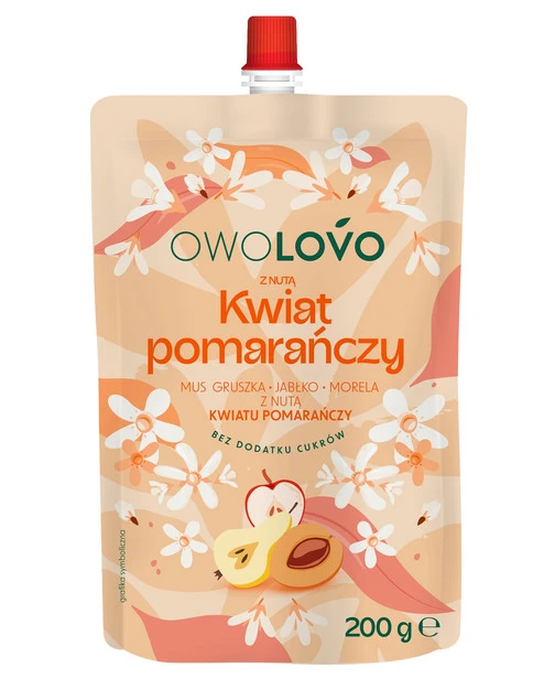 Owolovo mus gruszka jabłko morela kwiat pomarańczy bez cukru 200g_2