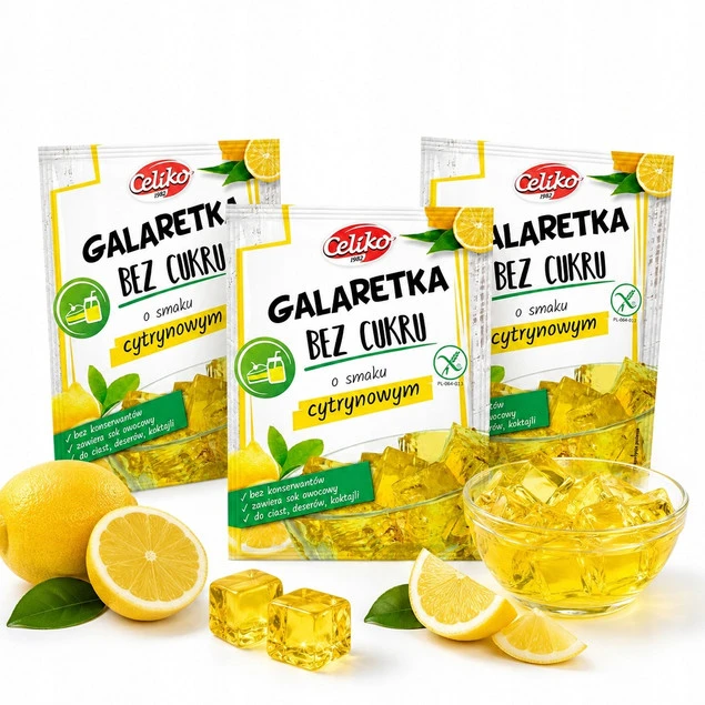 Galaretka Cytrynowa BEZ DODATKU CUKRU Celiko smak Cytrynowy Bez glutenu x3_1