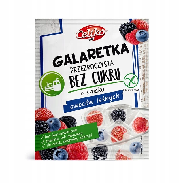 Galaretka owoce leśne BEZ CUKRU Celiko Bez glutenu przeźroczysta x2_3