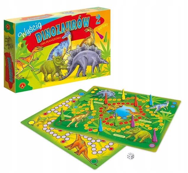 Wyścig Dinozaurów Gra Planszowa 2 Warianty Gry Dla Dzieci 6+ Alexander 0558_1