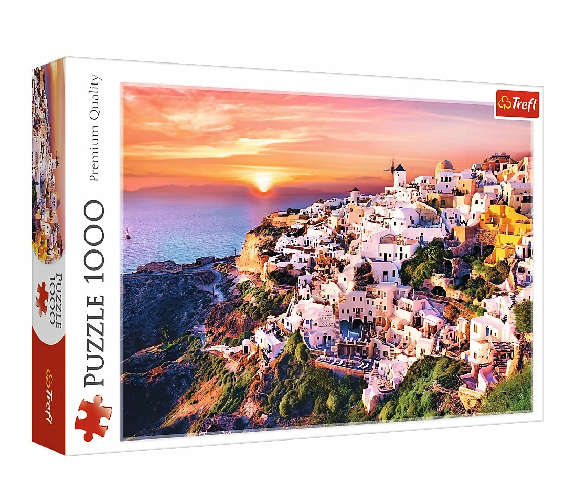 Puzzle 1000 Układanka Zachód Słońca SANTORINI Grecja Krajobraz Trefl 10435_2