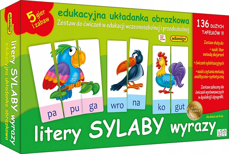 Gra Edukacyjna Układanka Obrazkowa Litery Sylaby Wyrazy 4+ Adamigo_3