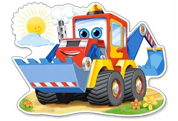 Puzzle MAXI 12 Układanka Auto KOPARKA Maszyna Budowlana Słońce 3+ Castor_1