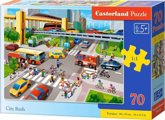 Puzzle 70 Układanka Dla Dzieci Auta Pociąg MIASTO Ulice Straż 5+ Castor_2