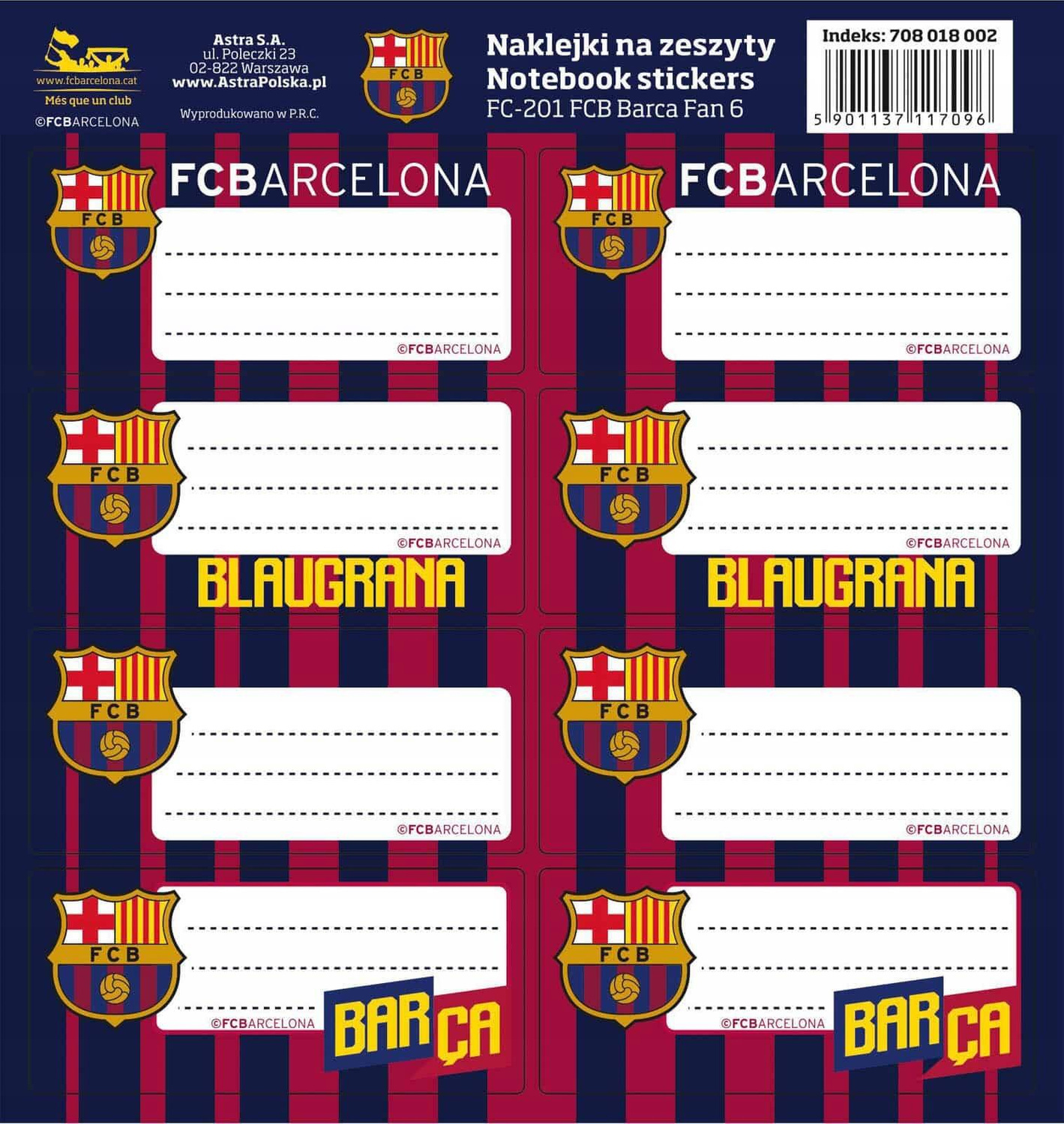 Naklejki Na Zeszyty FC BARCELONA Barca Fan Piłka Nożna Astra_3