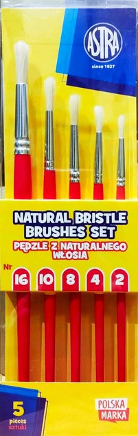 Astra pędzelki szkolne pędzle okrągłe zestaw 5 sztuk z naturalnego włosia_4