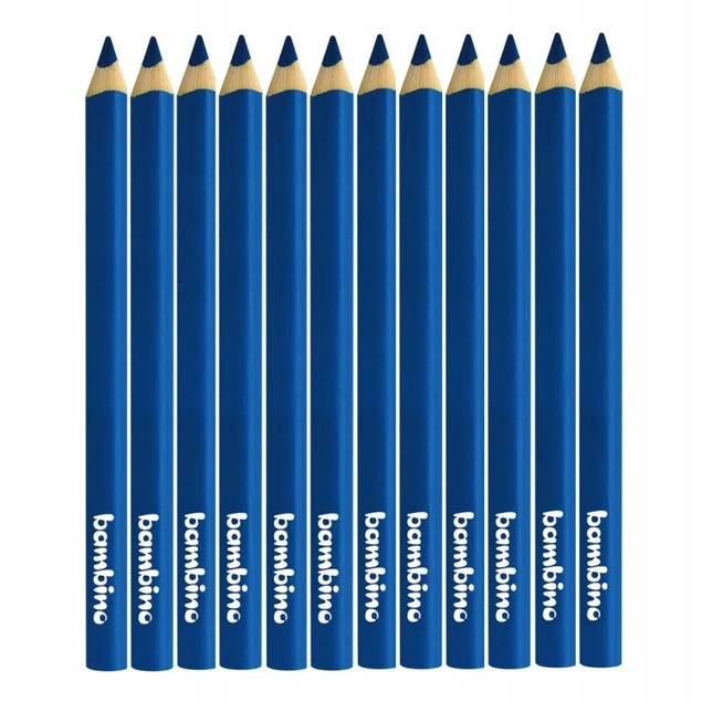 Kredki Trójkątne Grube GRANATOWE op. 12 Sztuk Bambino_2