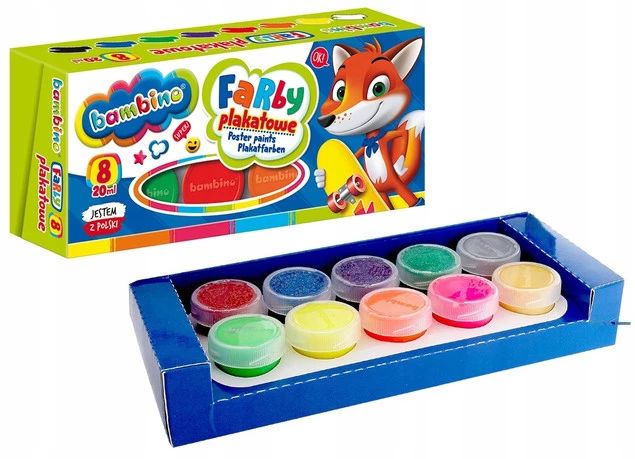 Farby Plakatowe Szkolne 8 Kolorów Bambino_1
