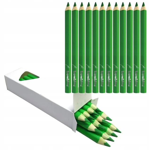 Kredki Trójkątne Grube CIEMNOZIELONE op. 12 Sztuk Bambino_1