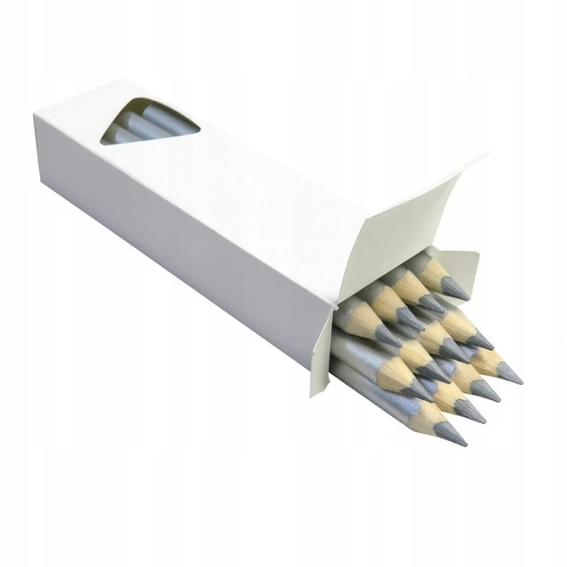 12x Kredki Trójkątne Grube Srebrne Bambino_4