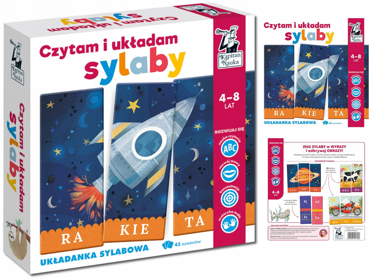 Czytam i Układam SYLABY Układanka Literowa Nauka Czytania 4+ Kapitan Nauka_1