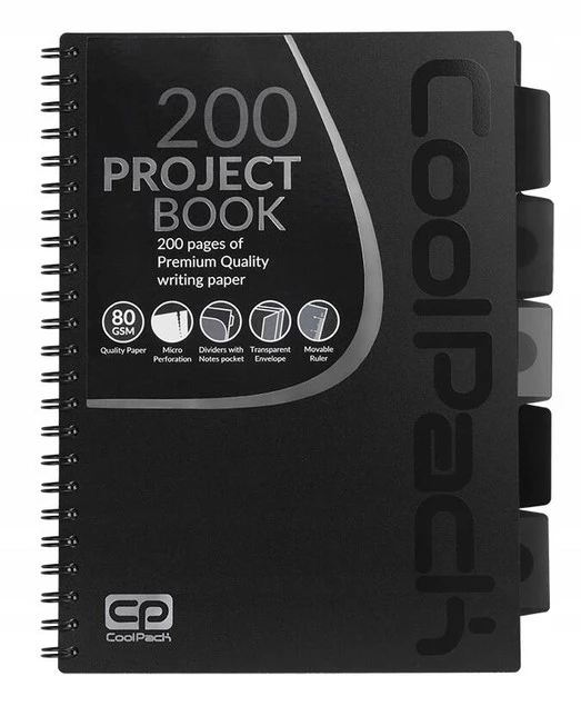 Kołozeszyt Zeszyt Brulion A4 Kratka 100 Kartek CZARNY CoolPack 94108_1