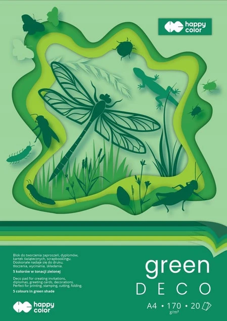 Happy Color Blok Hobby Deco Green A4 170 g 20 arkuszy