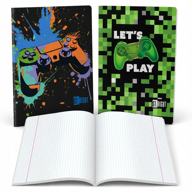 Zeszyt A4 do nauki pisania 32 kartki trzylinia kolorowa Game Zone x2