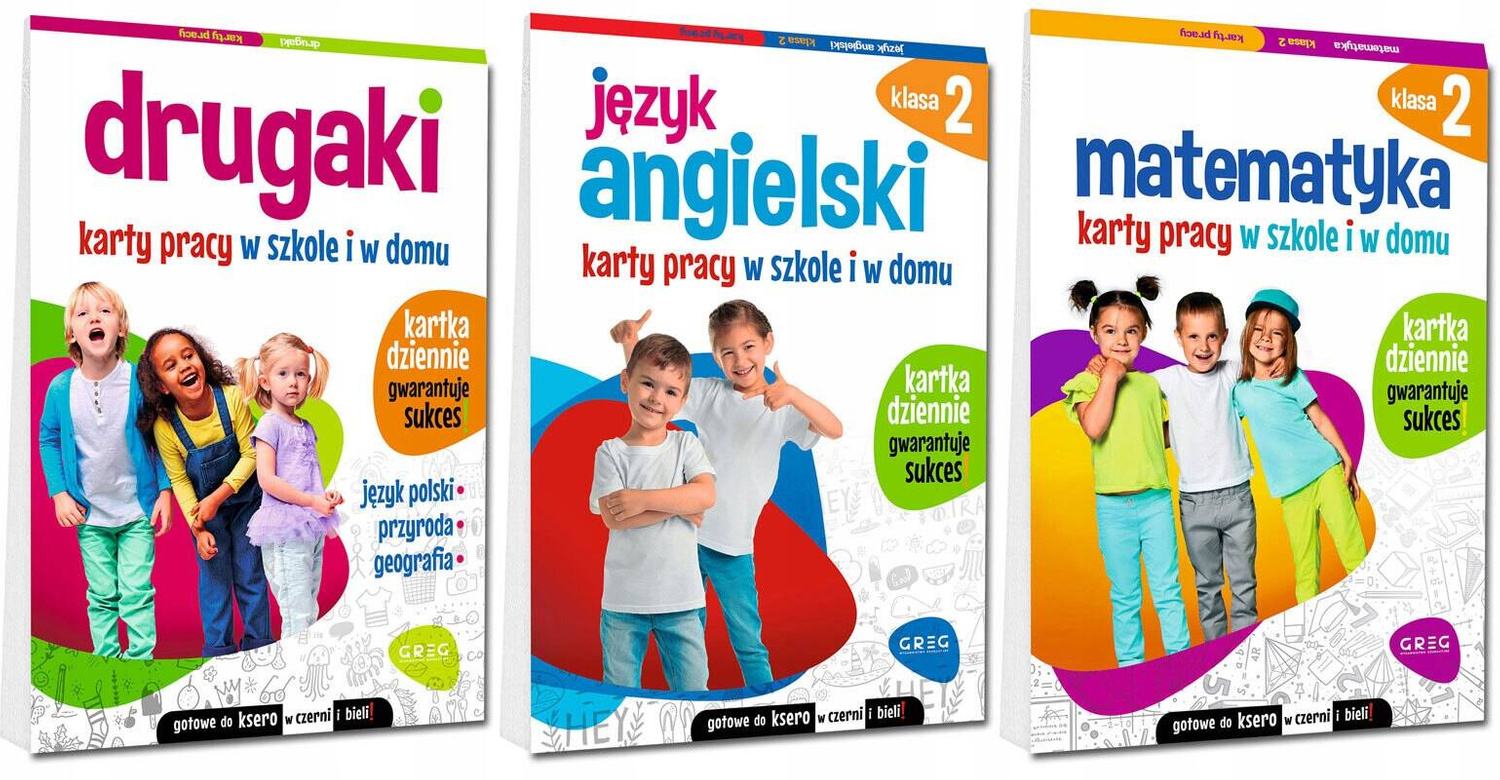 ZESTAW Kart Pracy Do Klasy 2 Język Angielski Polski Matematyka Greg_1