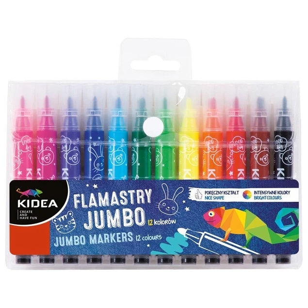 Kidea flamastry mazaki grube Jumbo 12 kolorów_1