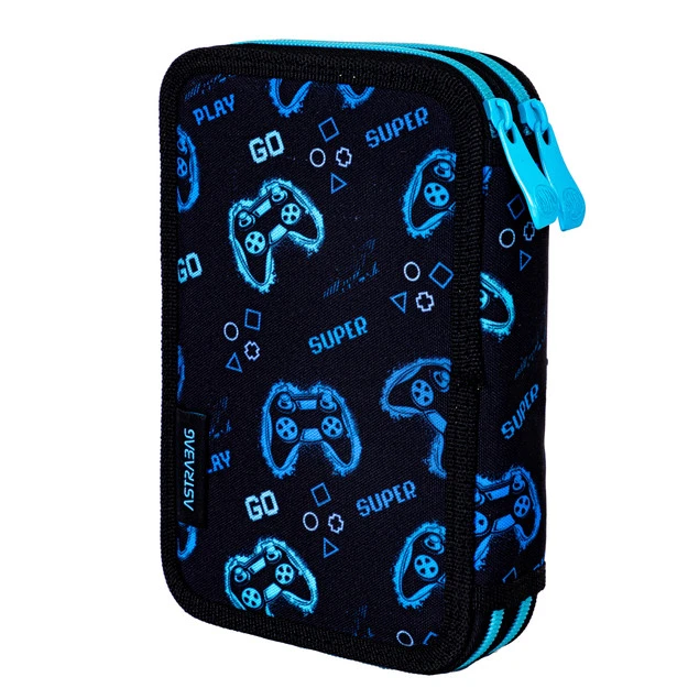 Piórnik szkolny podwójny dwukomorowy gamer w pady
