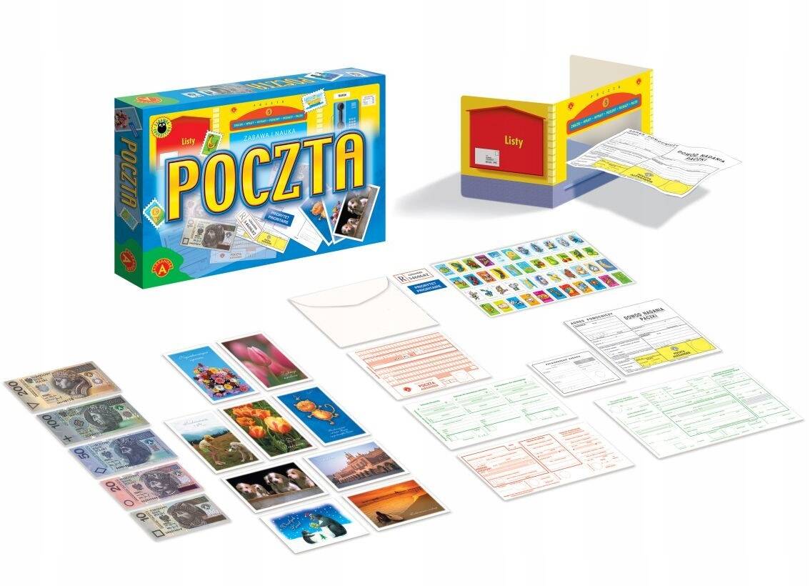 POCZTA Zabawka Gra Edukacyjna W Pocztę Listy Pocztówki 6+ Alexander_1