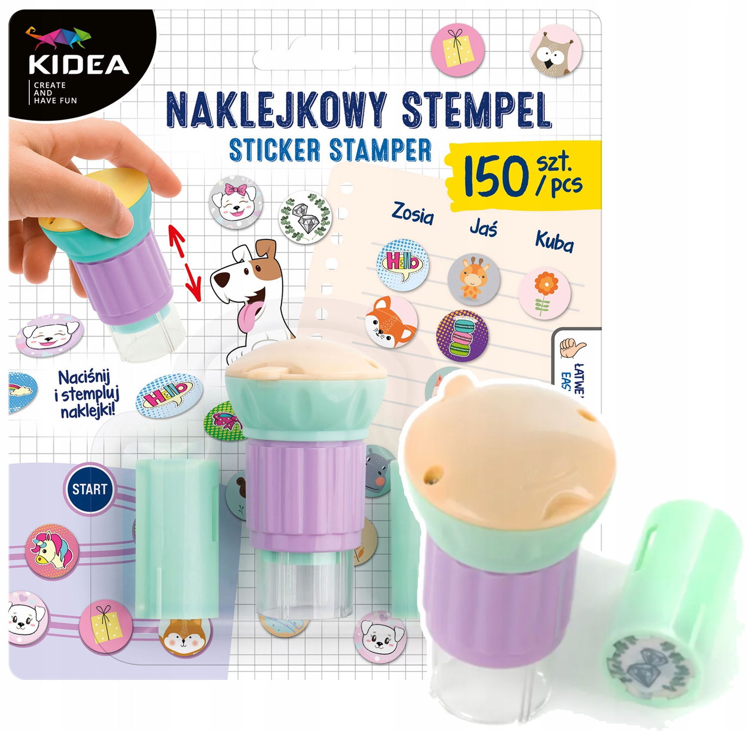 Naklejkowy STEMPEL Do Zdobienia Naciśnij i Stempluj Naklejki 3+ Kidea_1