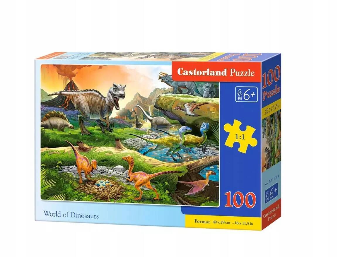 PUZZLE UKŁADANKA DINOZAURY 6+ 100 EL CASTOR_2