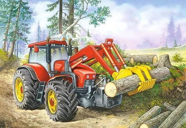 Puzzle 60 Układanka Dla Dzieci Auto Traktor Maszyna Las Wycinka 5+ Castor_1
