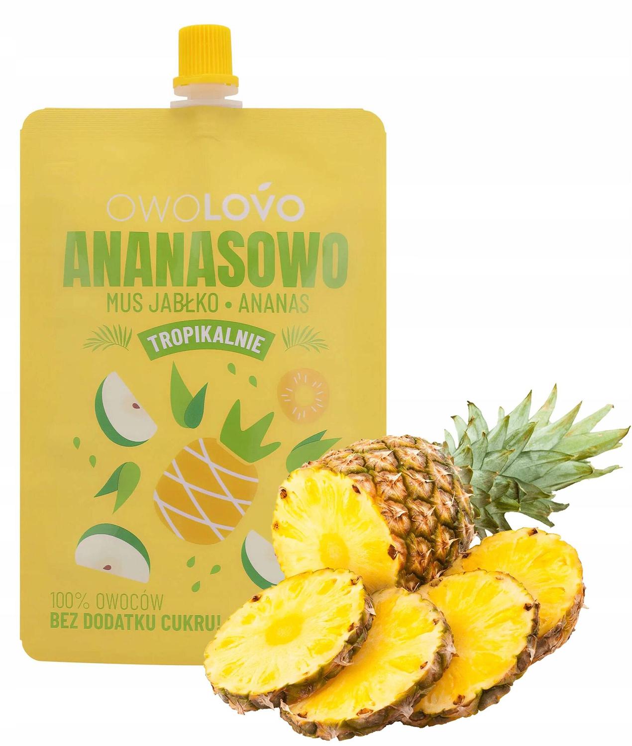 OwoLovo Mus Tropikalny Ananasowo Jabłko Ananas Dla Dzieci 200g_1