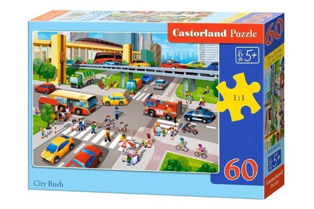Puzzle 60 Układanka Miasto AUTA Auta Ulica Samochody Ludzie 5+ Castorland_2
