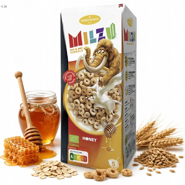 Płatki śniadaniowe dla dzieci żytnio-owsiane kółka miodowe BIO 150g Milzu