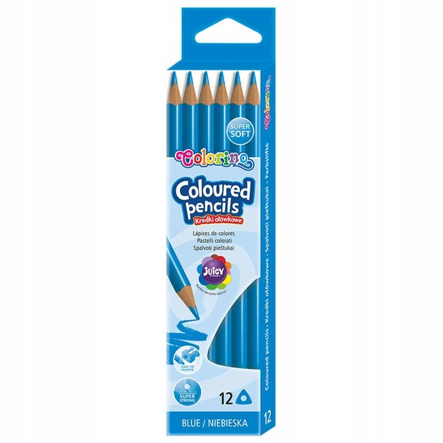 Kredki ołówkowe niebieskie trójkątne 12 sztuk Colorino Kids
