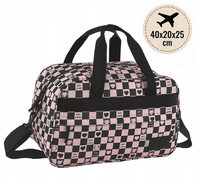 Torba podróżna BackUP Axolot Heart 40x20x25 cm szachownica