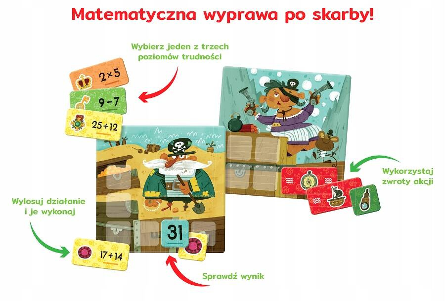 Kumaci Piraci Gra Matematyczna Dodawanie i Odejmowanie 6+ Kapitan Nauka_2