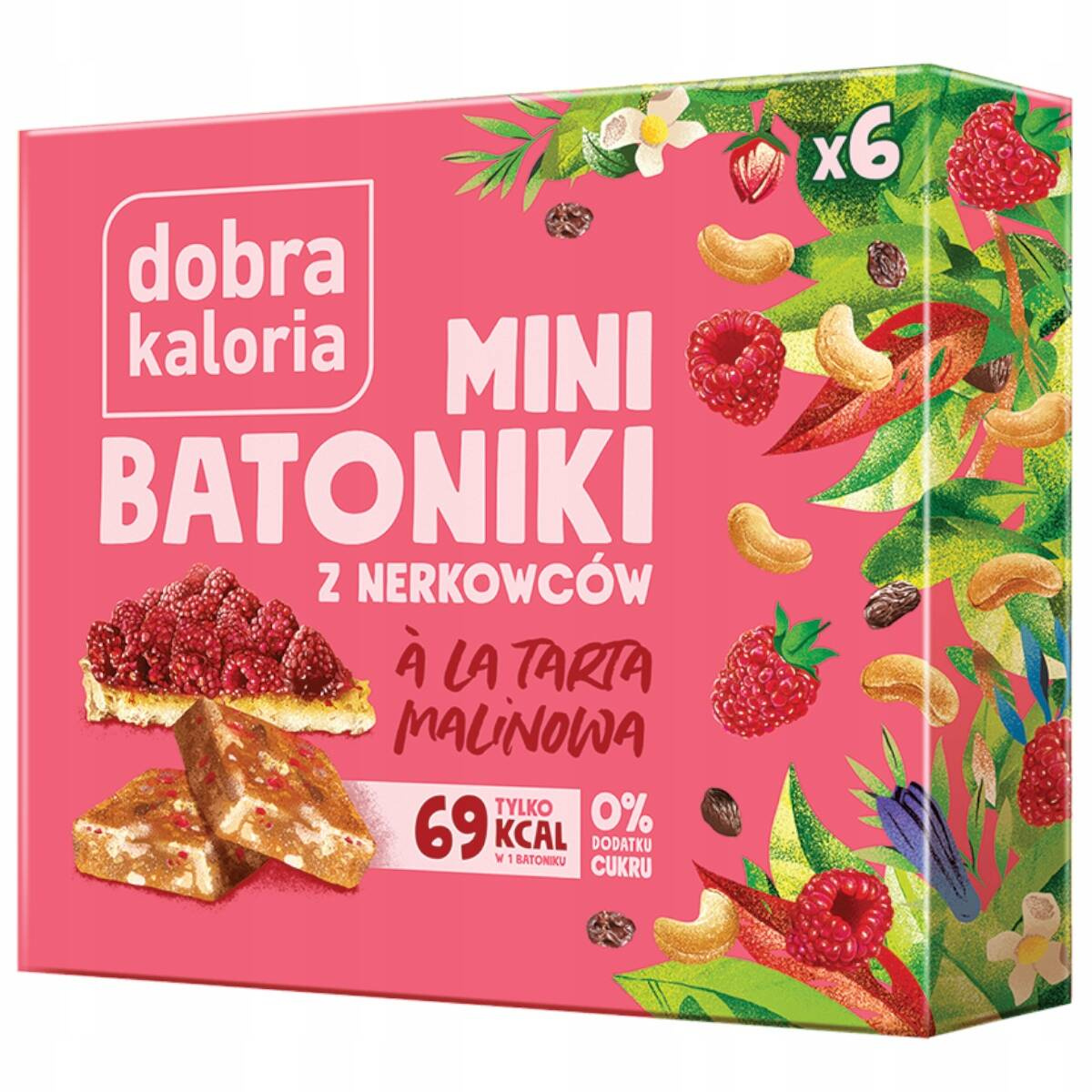 Mini Batoniki Tarta Malinowa VEGE 0 Cukru Orzechy 6 szt. VEGE Dobra Kaloria_1