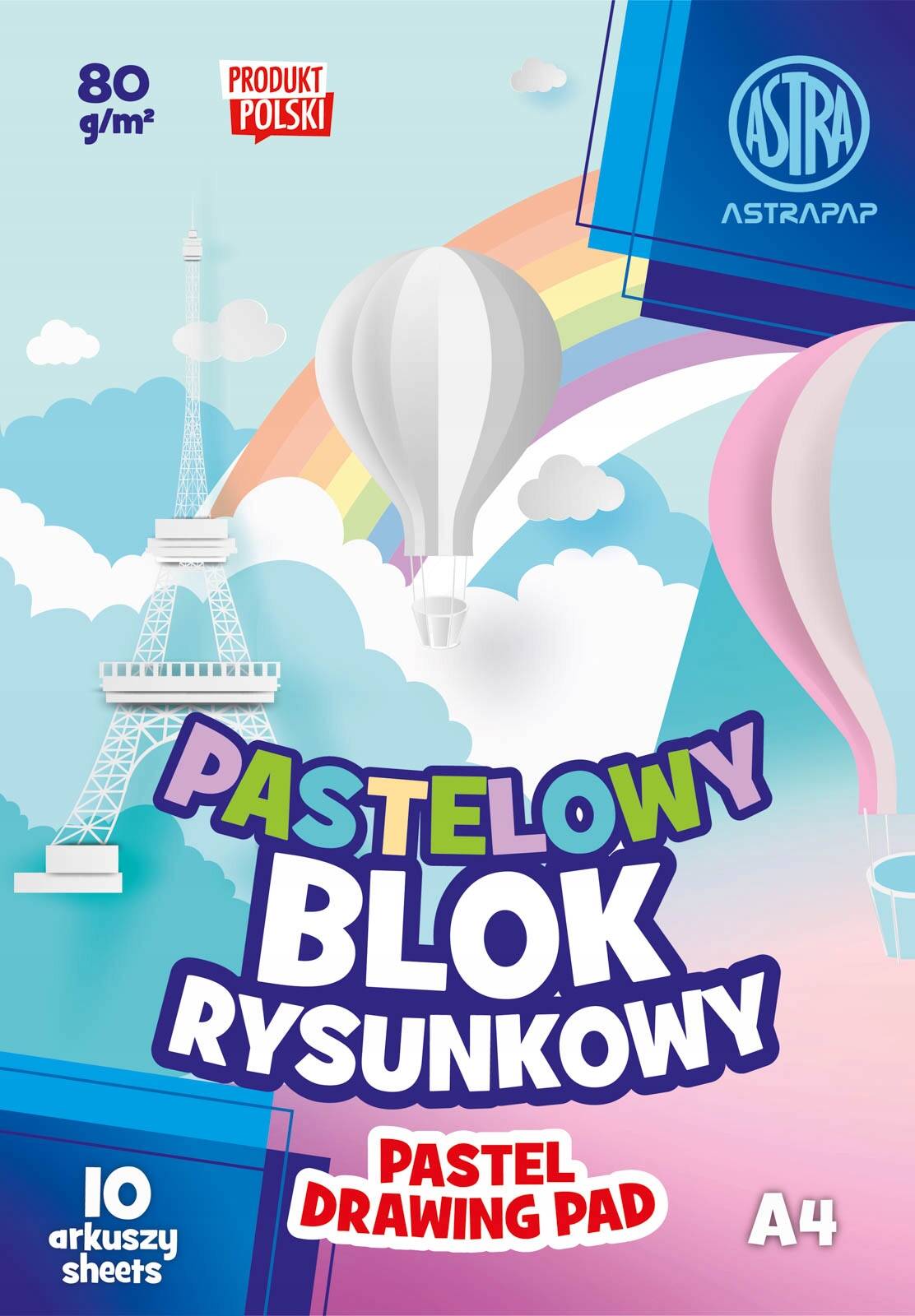 Blok Rysunkowy PASTELOWY Dla Dzieci Szkoła Plastyka A4/10k 80g Astra_1