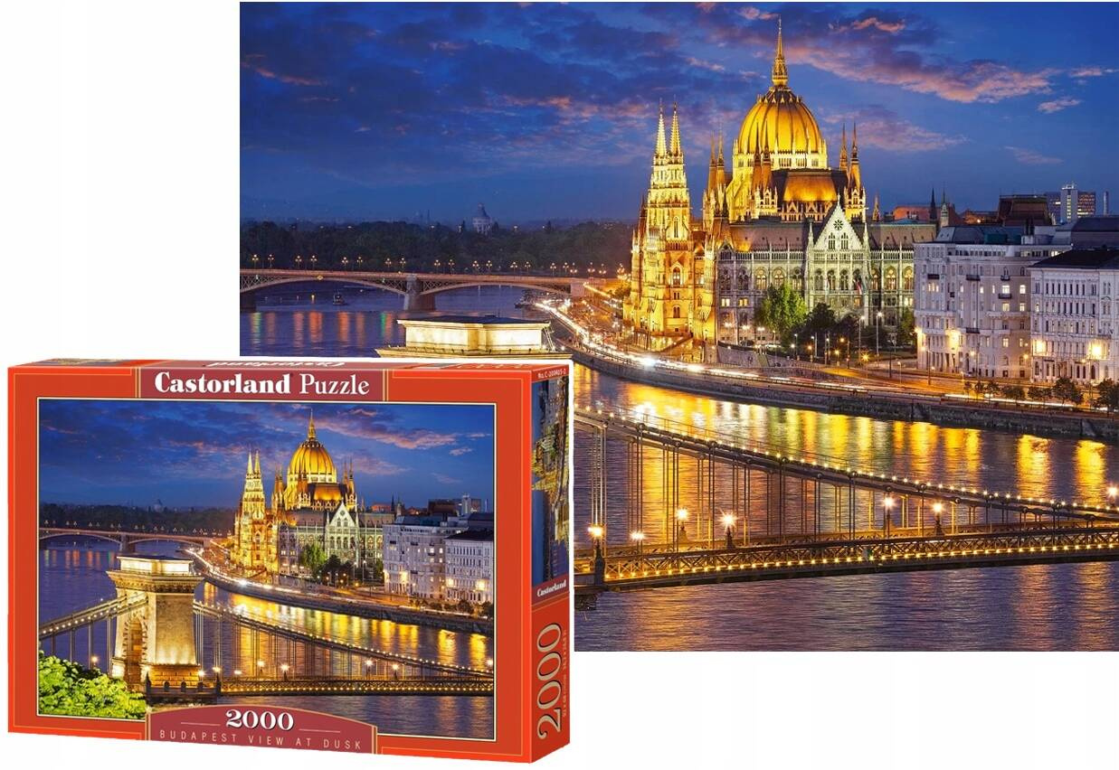 Puzzle 2000 Krajobraz Widok Miasto BUDAPESZT NOCĄ Pałac Most 9+ Castor_1