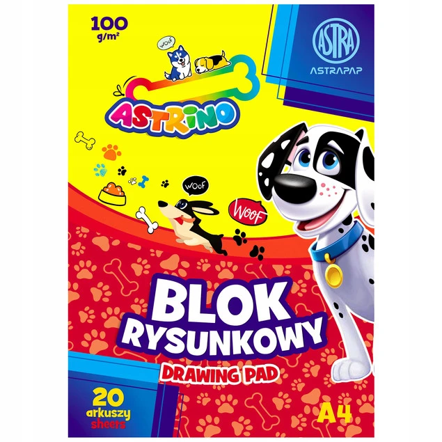 Blok rysunkowy Astrino A4 100g 20 arkuszy biały