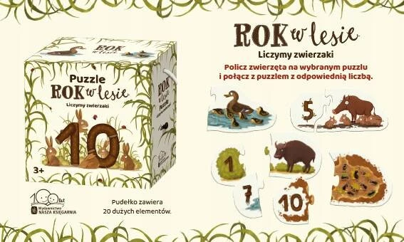 Puzzle 10 Układanka Rok W Lesie Liczymy ZWIERZAKI 3+ Nasza Księgarnia_2