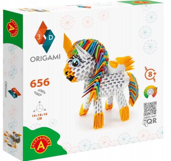 Origami 3D JEDNOROŻEC 656 Elementy Zestaw Kreatywny 8+ Alexander 2556_1
