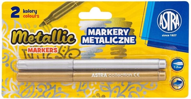 Markery Metaliczne Złoty I Srebrny Dekoracyjne 1-2mm 2 szt. Astra_1
