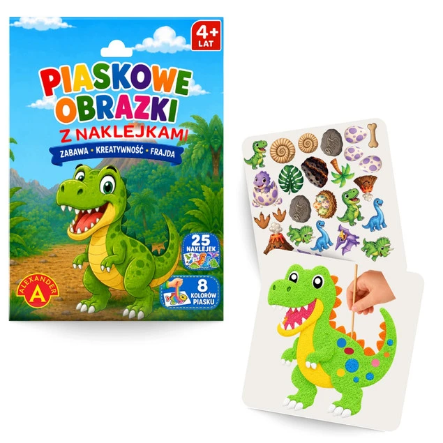 Zestaw kreatywny Piaskowe obrazki malowanki z naklejkami Dinozaur Alexander