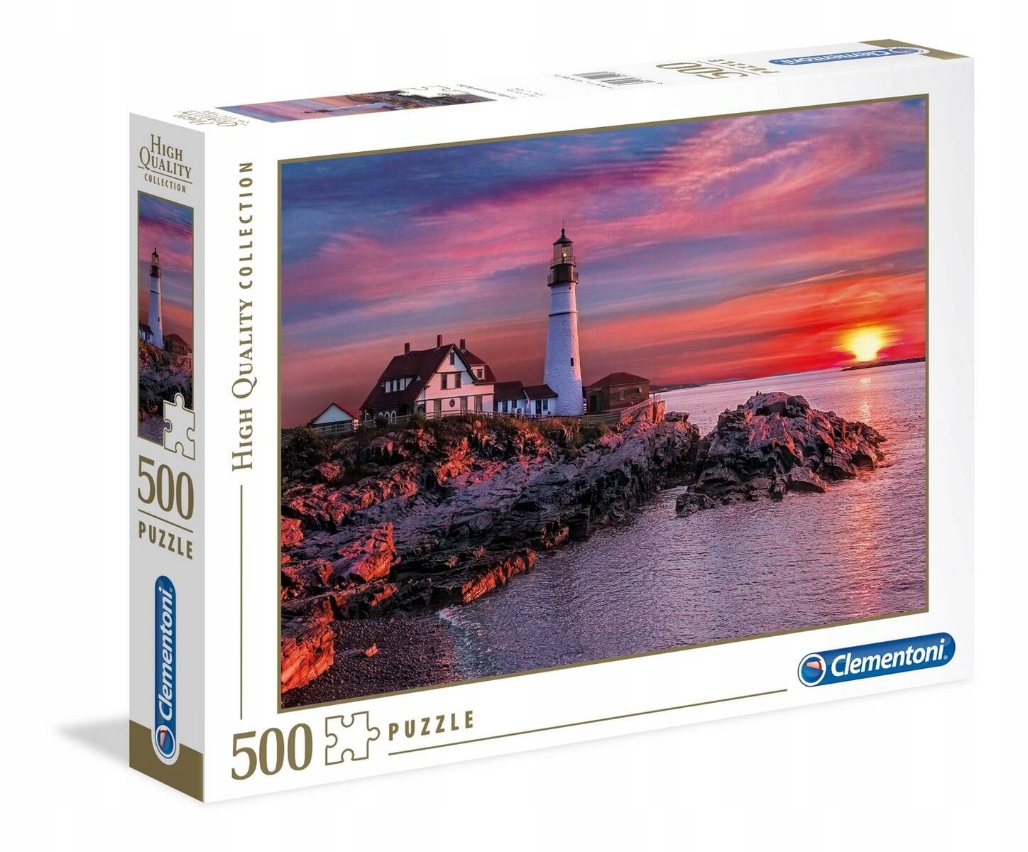 Puzzle 500 Układanka Latarnia PORTLAND Zachód Słońca 14+ Clementoni 35049_2