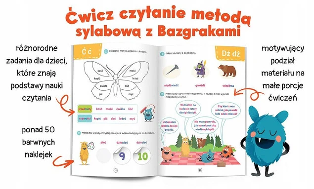 Bazgraki czytają trudne wyrazy ćwiczenia