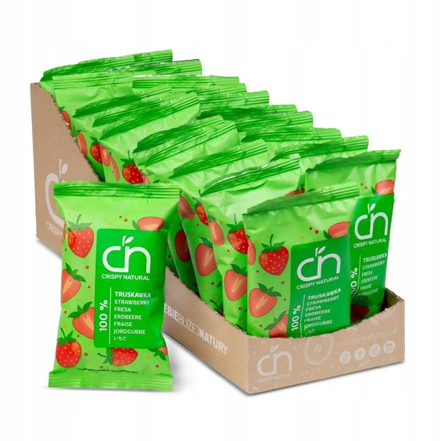 Zestaw 20 sztuk suszonych truskawek Crispy Natural