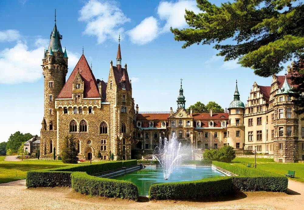 Puzzle 1500 Układanka Widok ZAMEK Moszna Ogród Park 9+ Castor_1