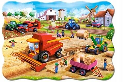 PUZZLE MAXI 20 UKŁADANKA WIEŚ FARMA TRAKTOR MASZYNY POJAZDY PRACA 4+ CASTOR_1