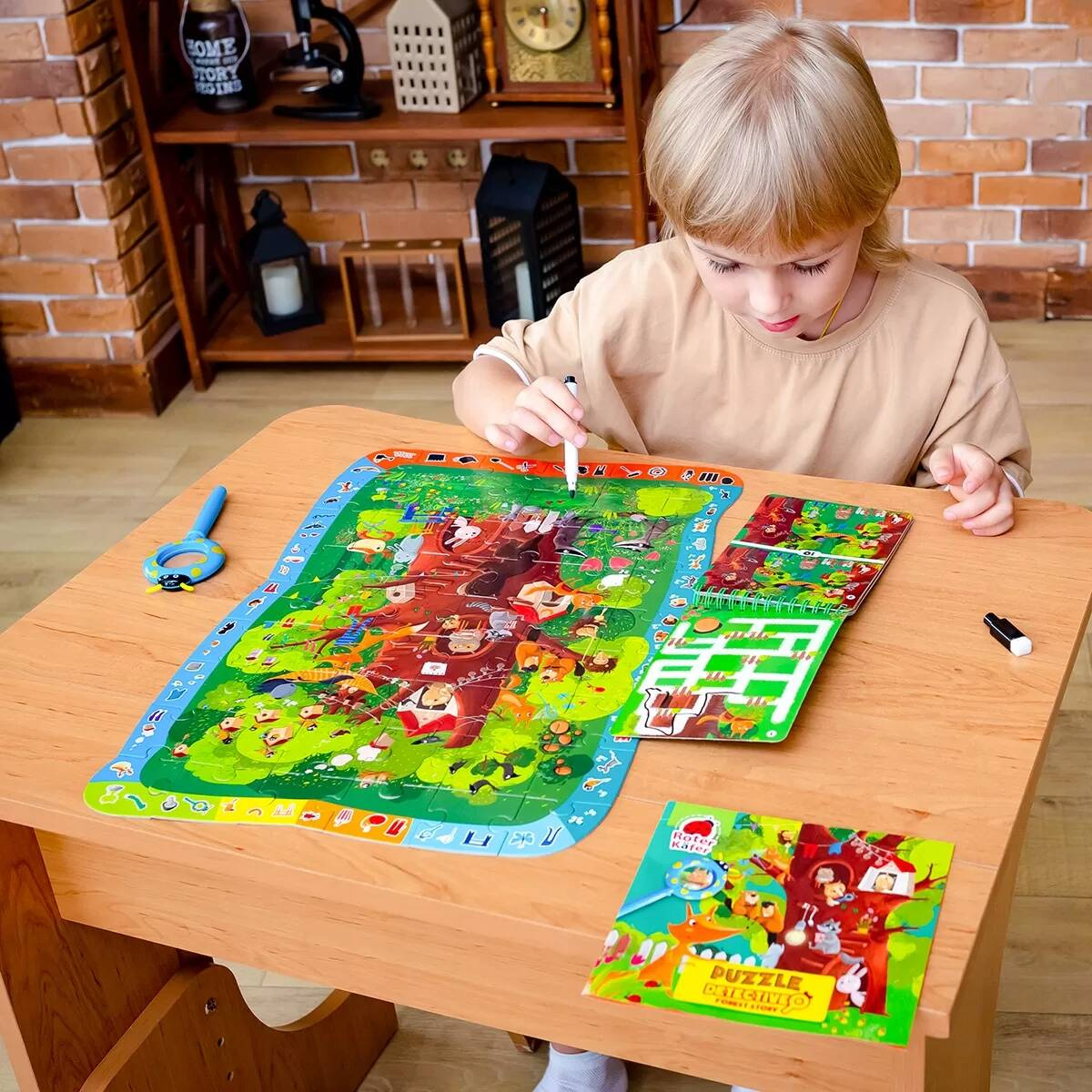 Puzzle Gra Edukacyjna Detektyw FOREST STORY Z Lupą 3+ Roter Kafer_4