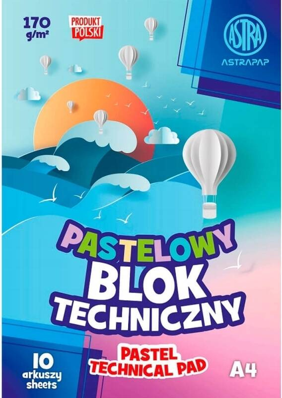 Blok Techniczny PASTELOWY Dla Dzieci Szkoła Plastyka A4/10k 170g Astra_1