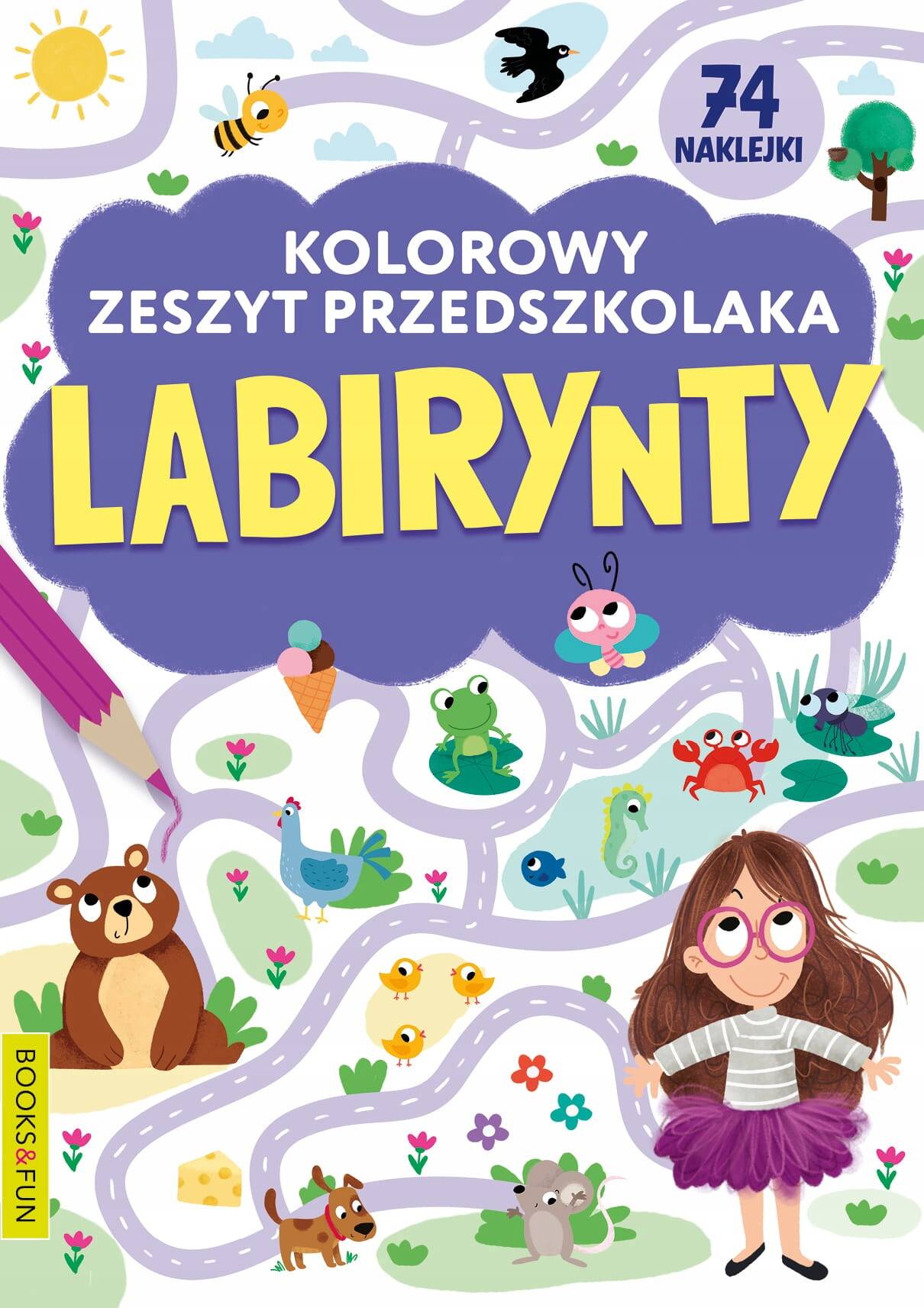 Kolorowy Zeszyt Przedszkolaka Labirynty 74 Naklejek BooksAndFun_1